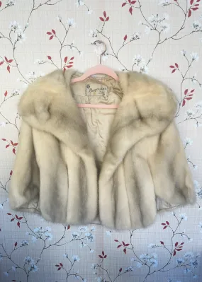 Luxury Beige Real Mink Fur Shawl