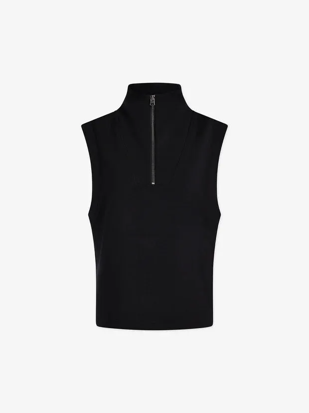 Magnolia Half Zip Tank Black