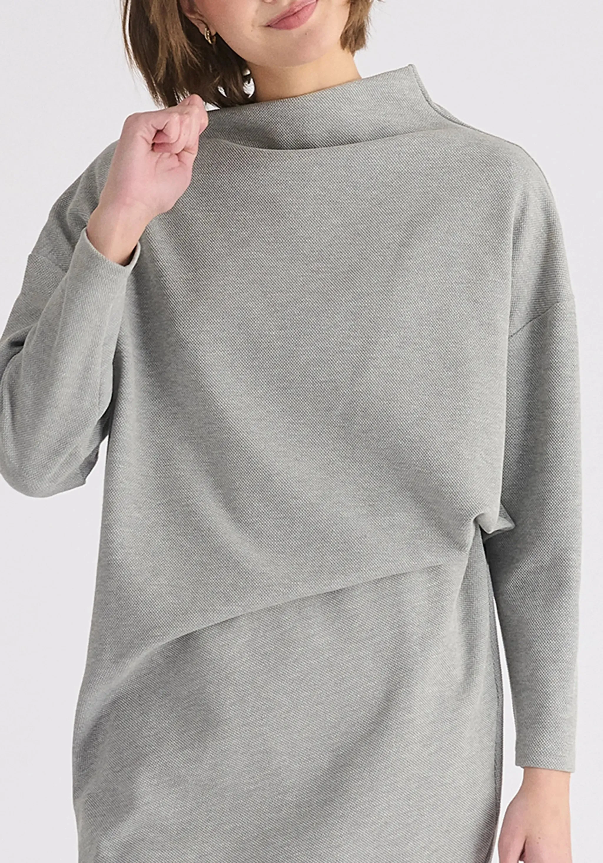 Marl Grey Asymmetric Neck Jumper Dress