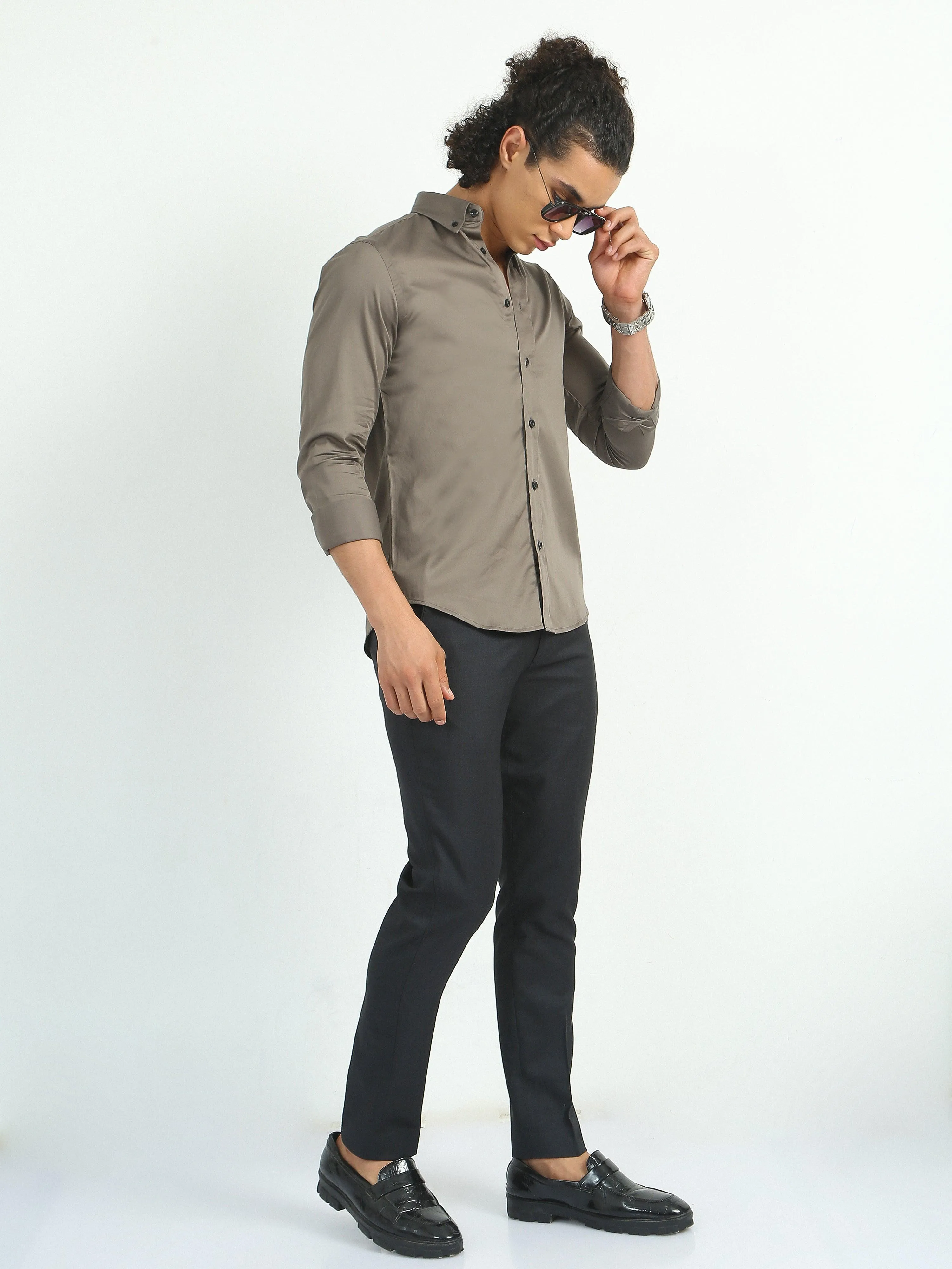 Mart Satin Shirt Brown