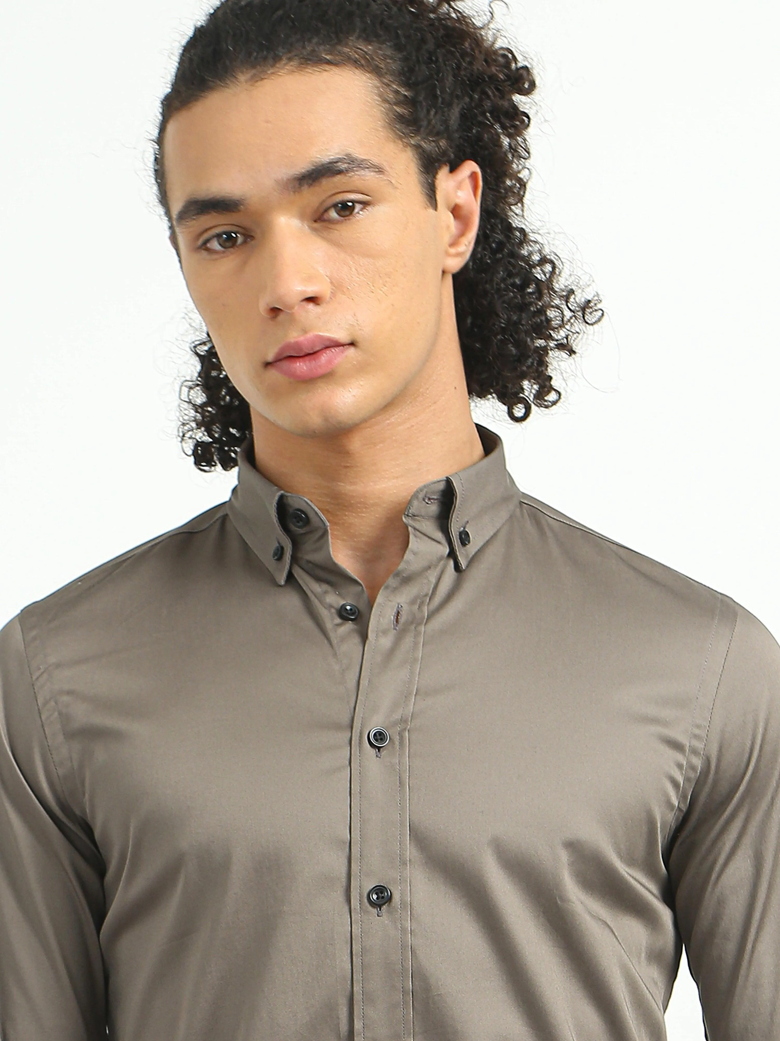 Mart Satin Shirt Brown