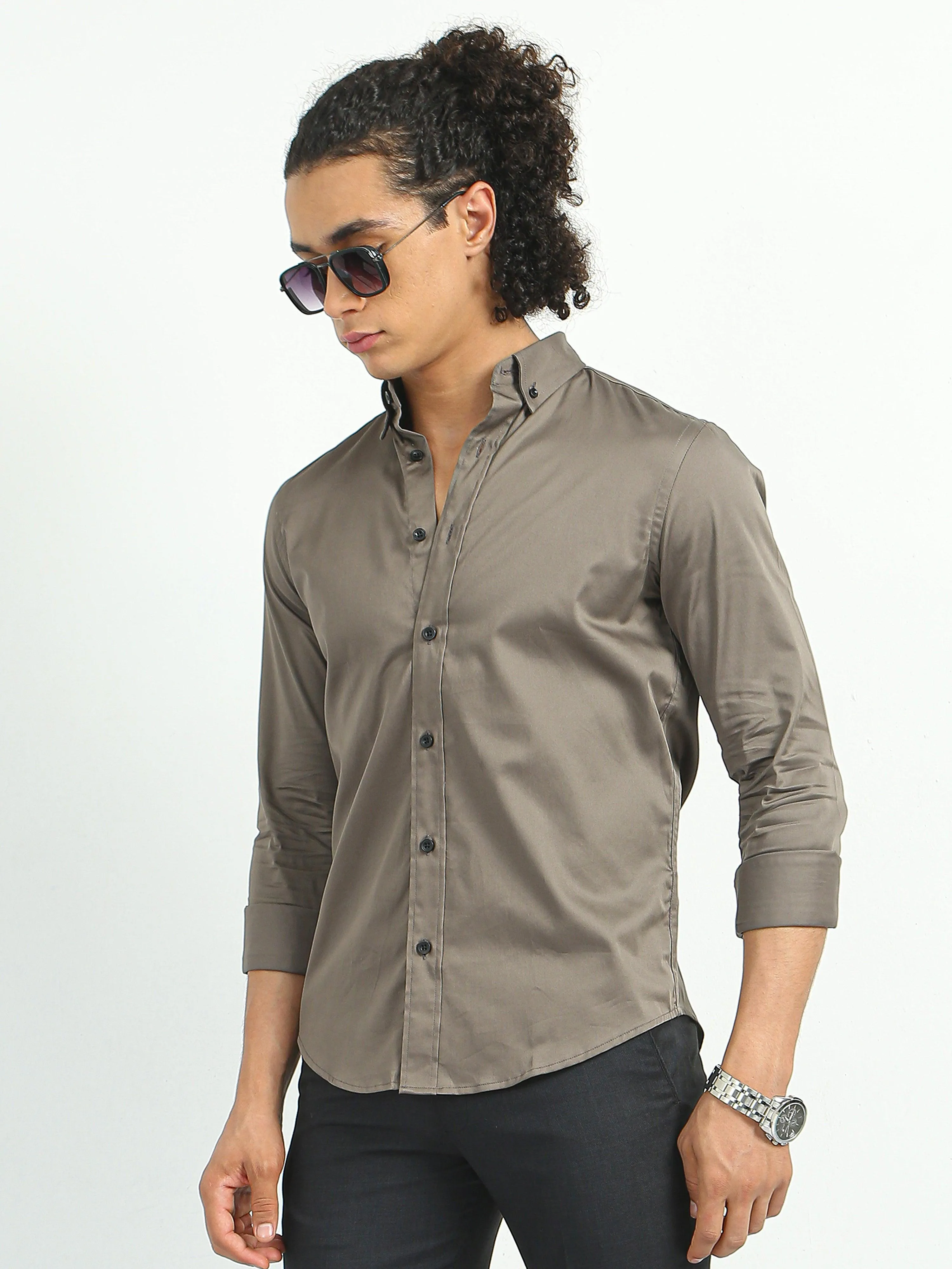 Mart Satin Shirt Brown