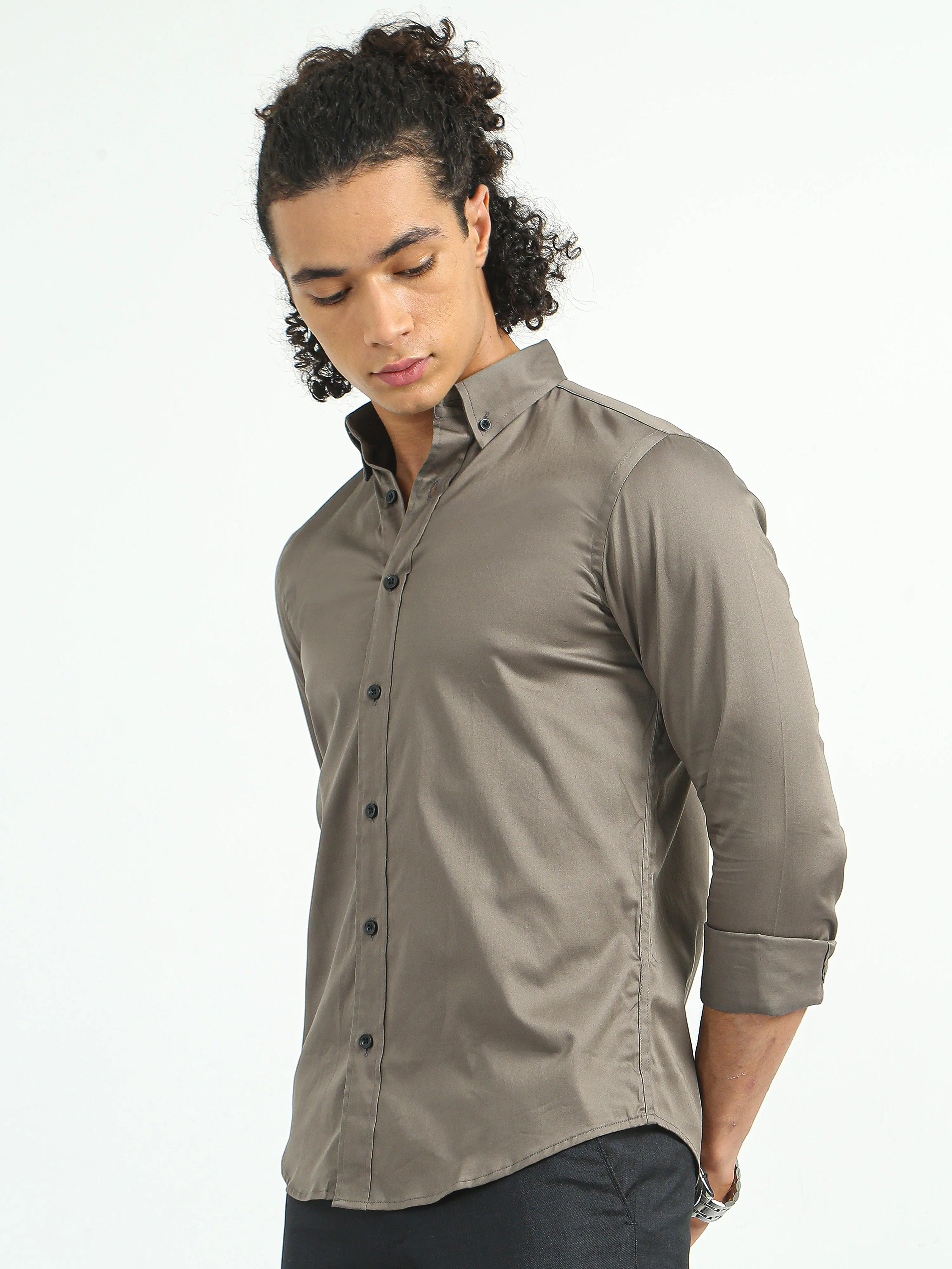 Mart Satin Shirt Brown