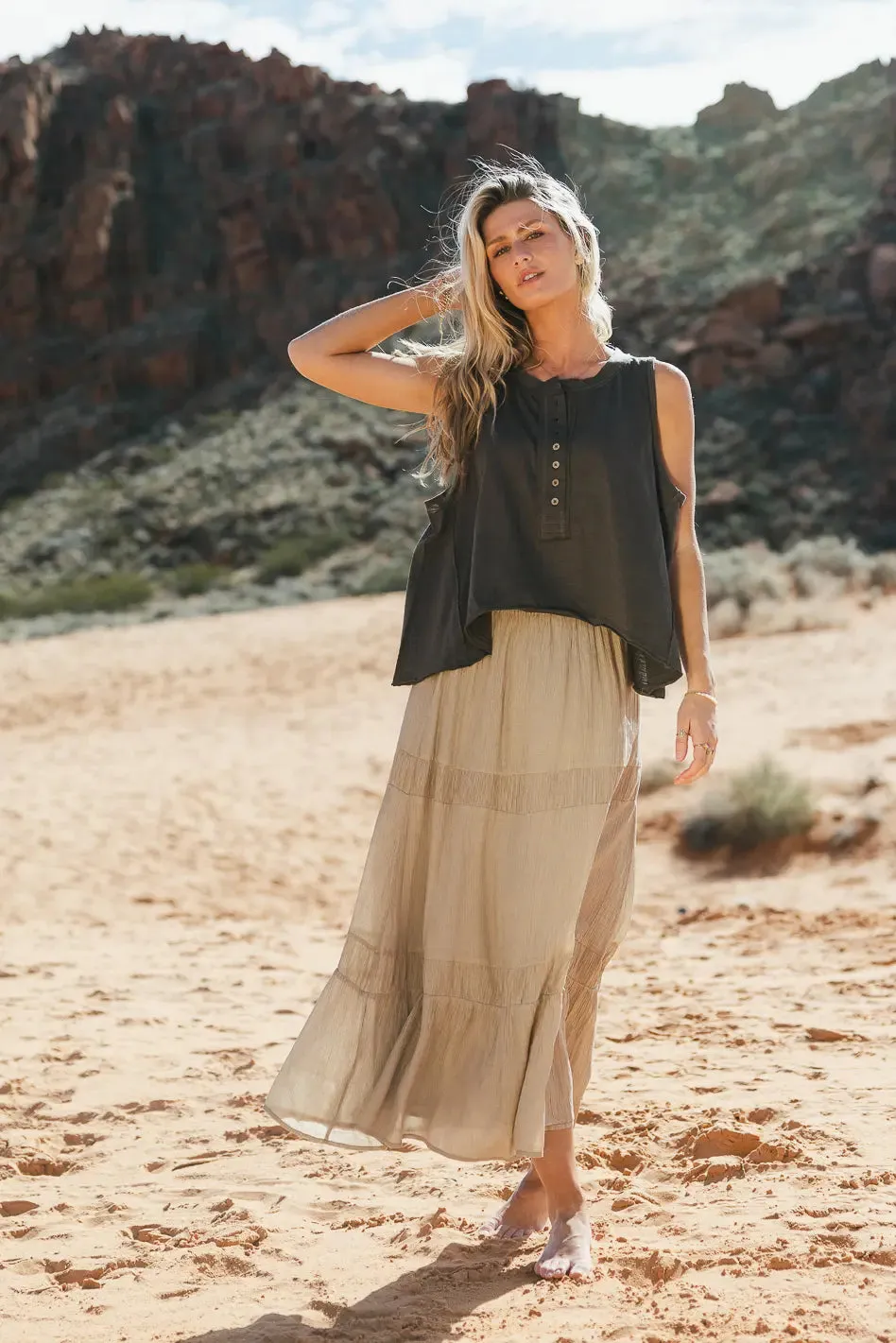 Mckenna Textured Skirt in Olive