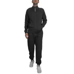 Men's Moisture Wicking Stretch Performance Track Sweater & Jogger 2-Piece Dry Fit Active Set with Reflective Ankle Zipper