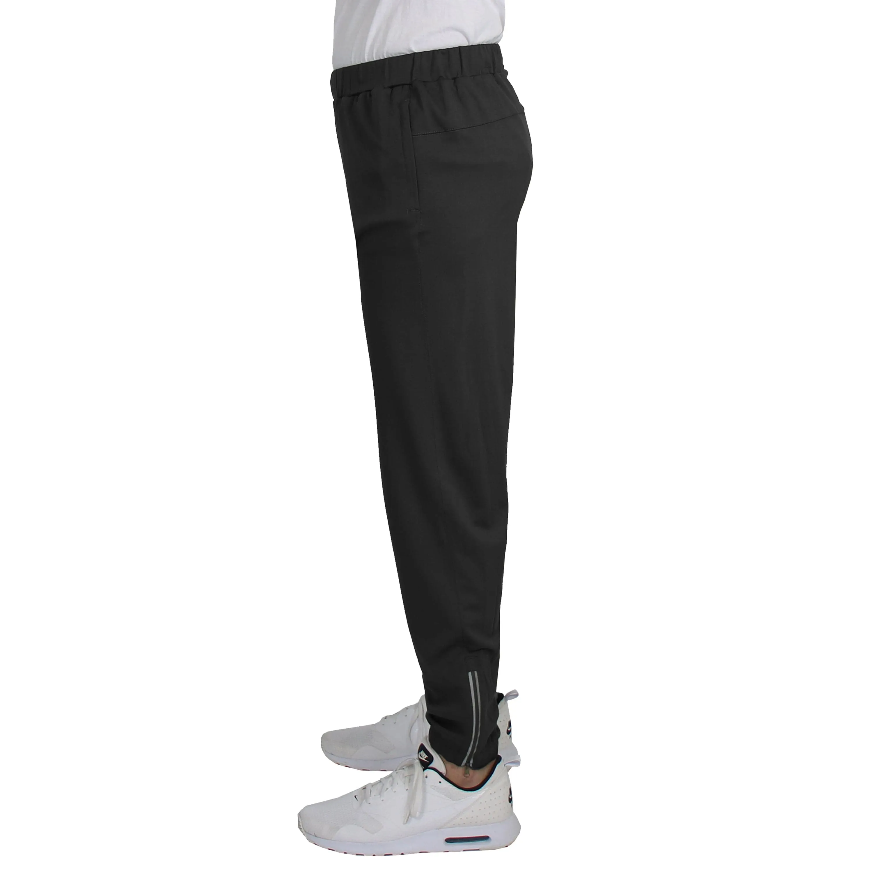 Men's Moisture Wicking Stretch Performance Track Sweater & Jogger 2-Piece Dry Fit Active Set with Reflective Ankle Zipper