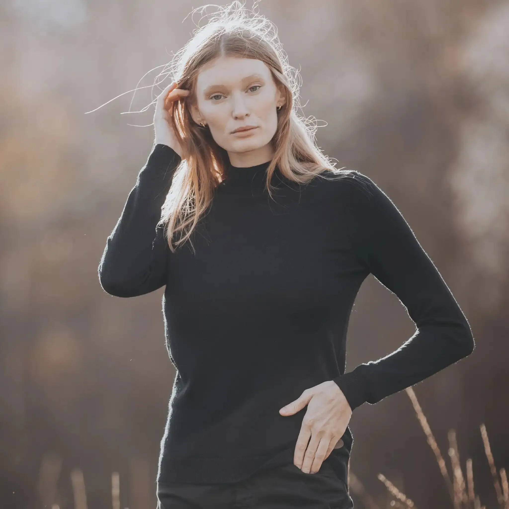 Merino Wool Turtle Neck Black Jumper