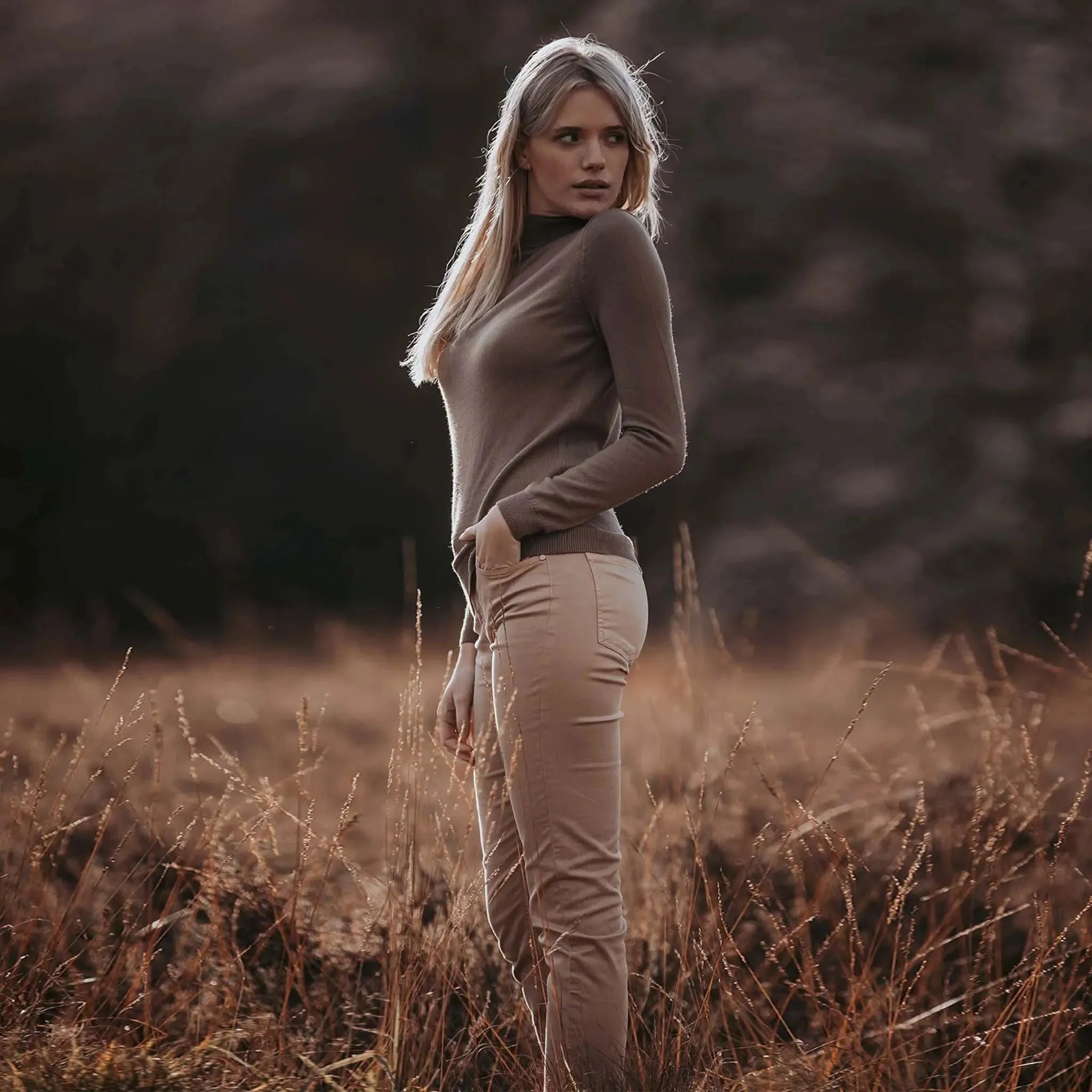 Merino Wool Turtle Neck Camel Jumper