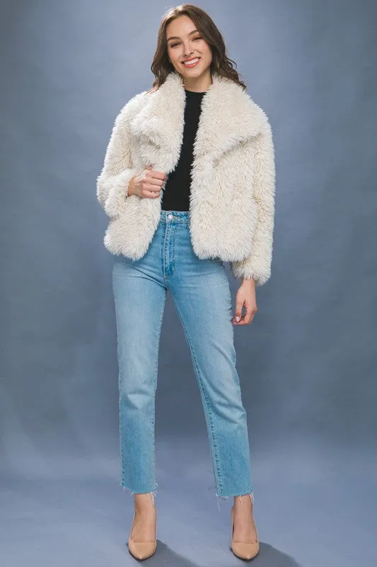 Mid Waist Faux Fur Coat