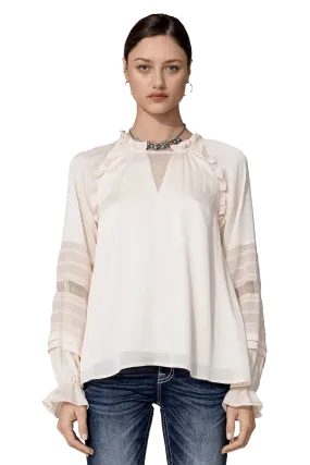 Miss Me White Satin Effect Long Sleeve Top