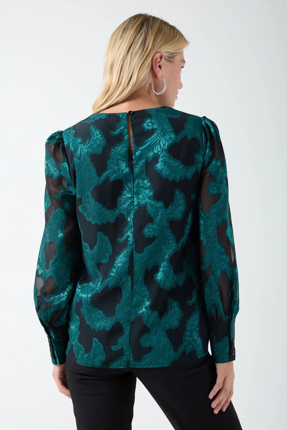 Monique Baroque Print Top in Green