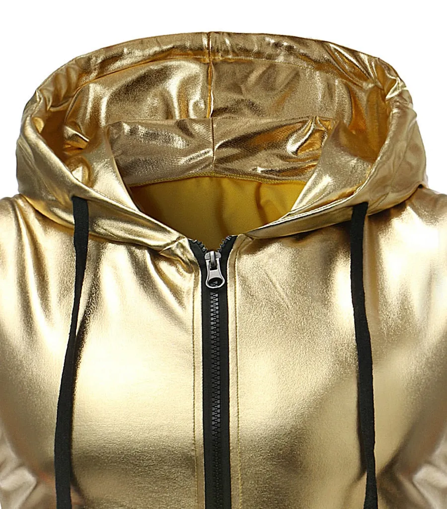 Mono Color Shiny Hooded Tank Top