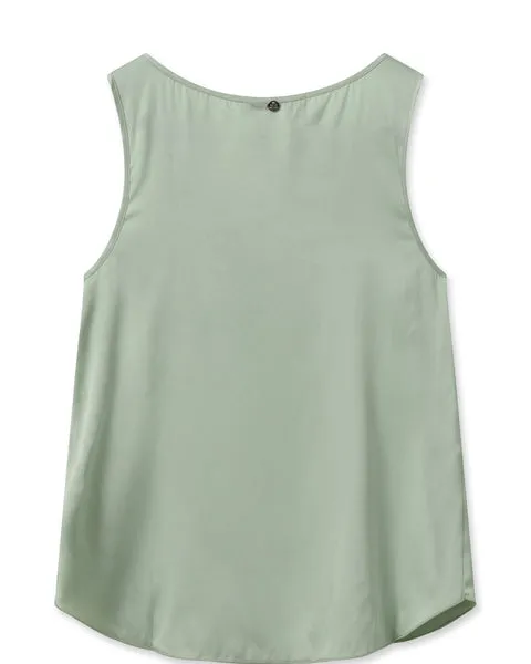 Mos Mosh Astrid V-Neck Silk Tank Top-Smoke Green-153590