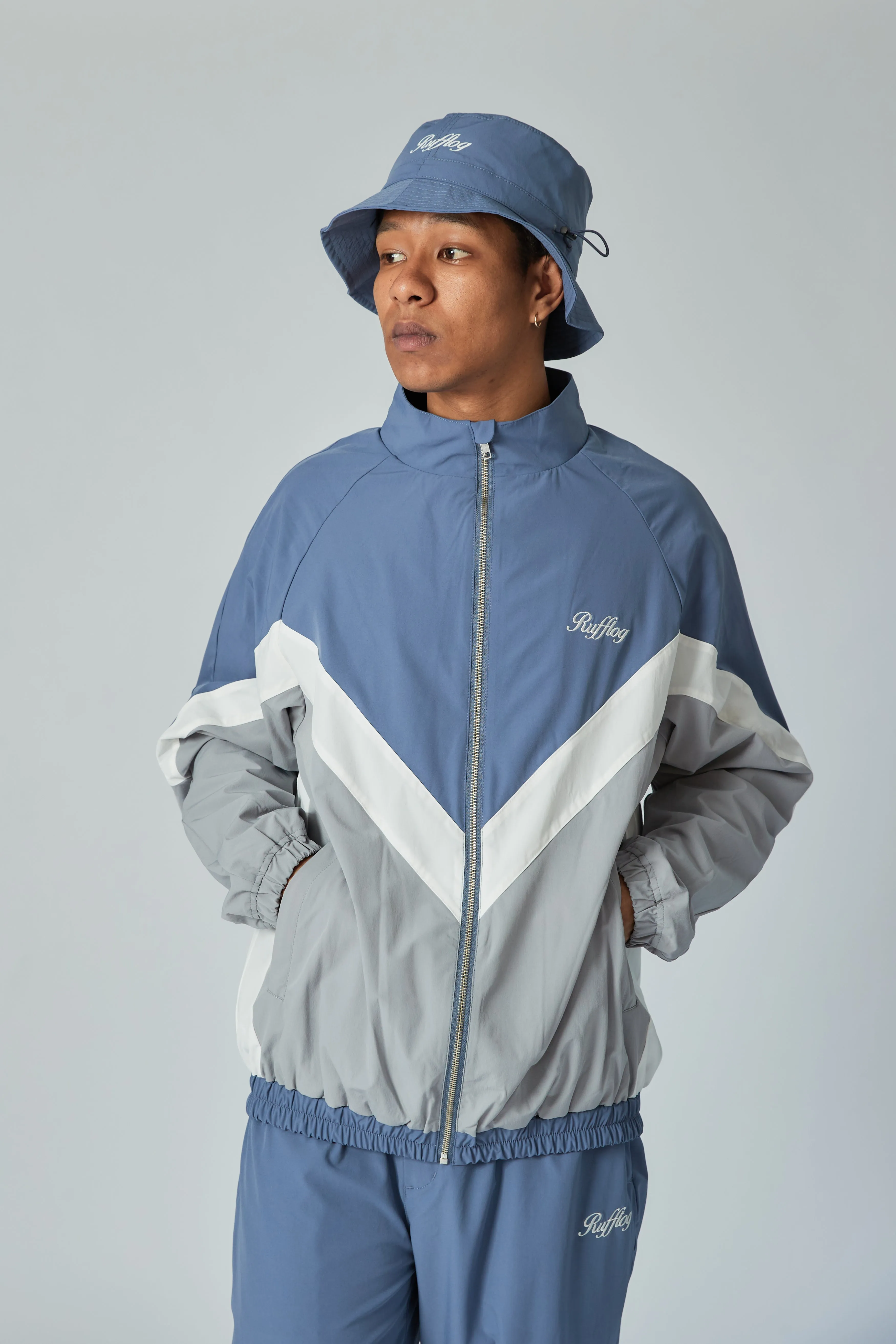 MULTI COLOR NYLON TRACK JACKET BLUE