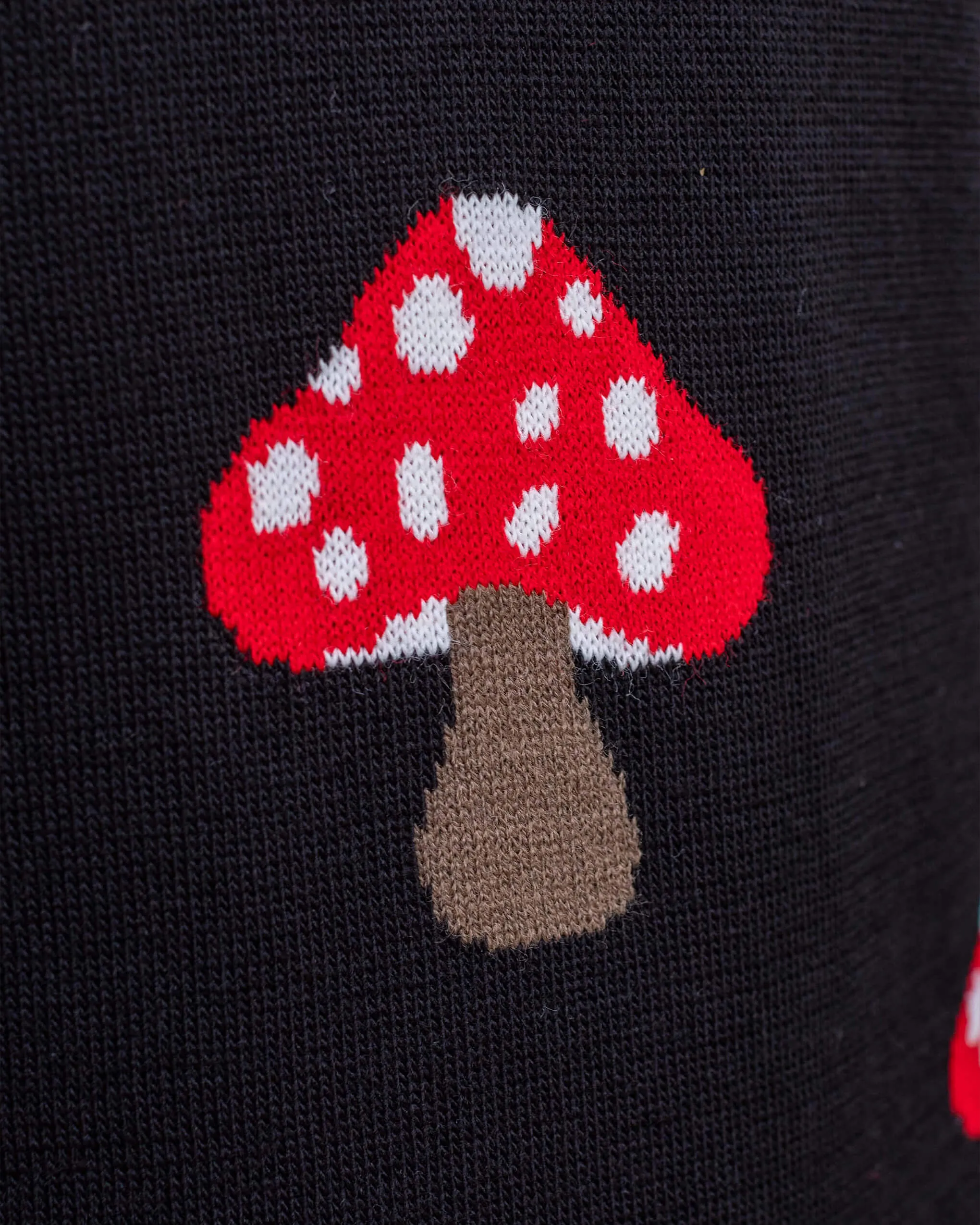 Mushroom Print Black Jumper