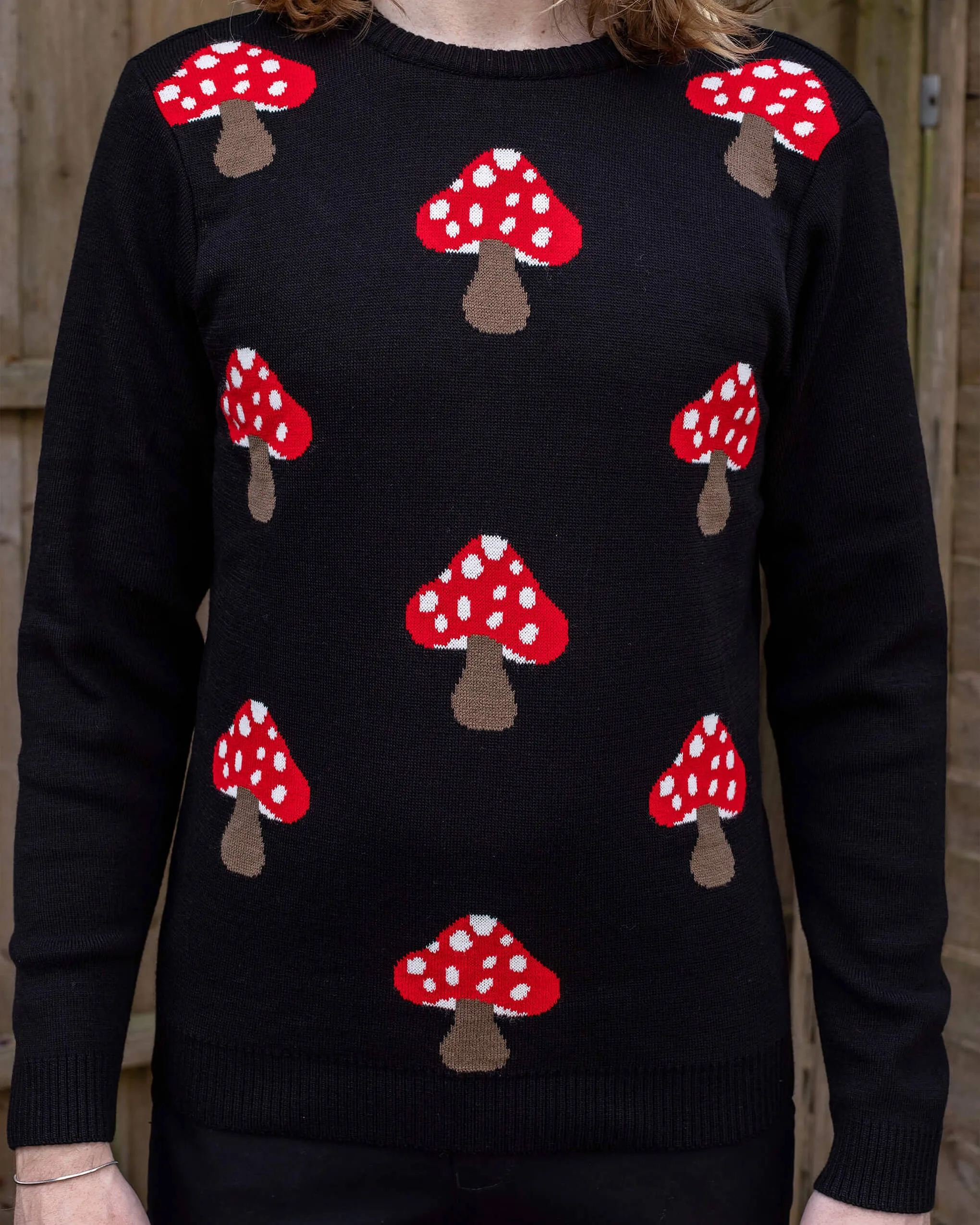 Mushroom Print Black Jumper