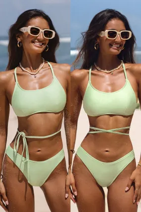 Nature Green Wraparound Top & Cheeky Bikini Set