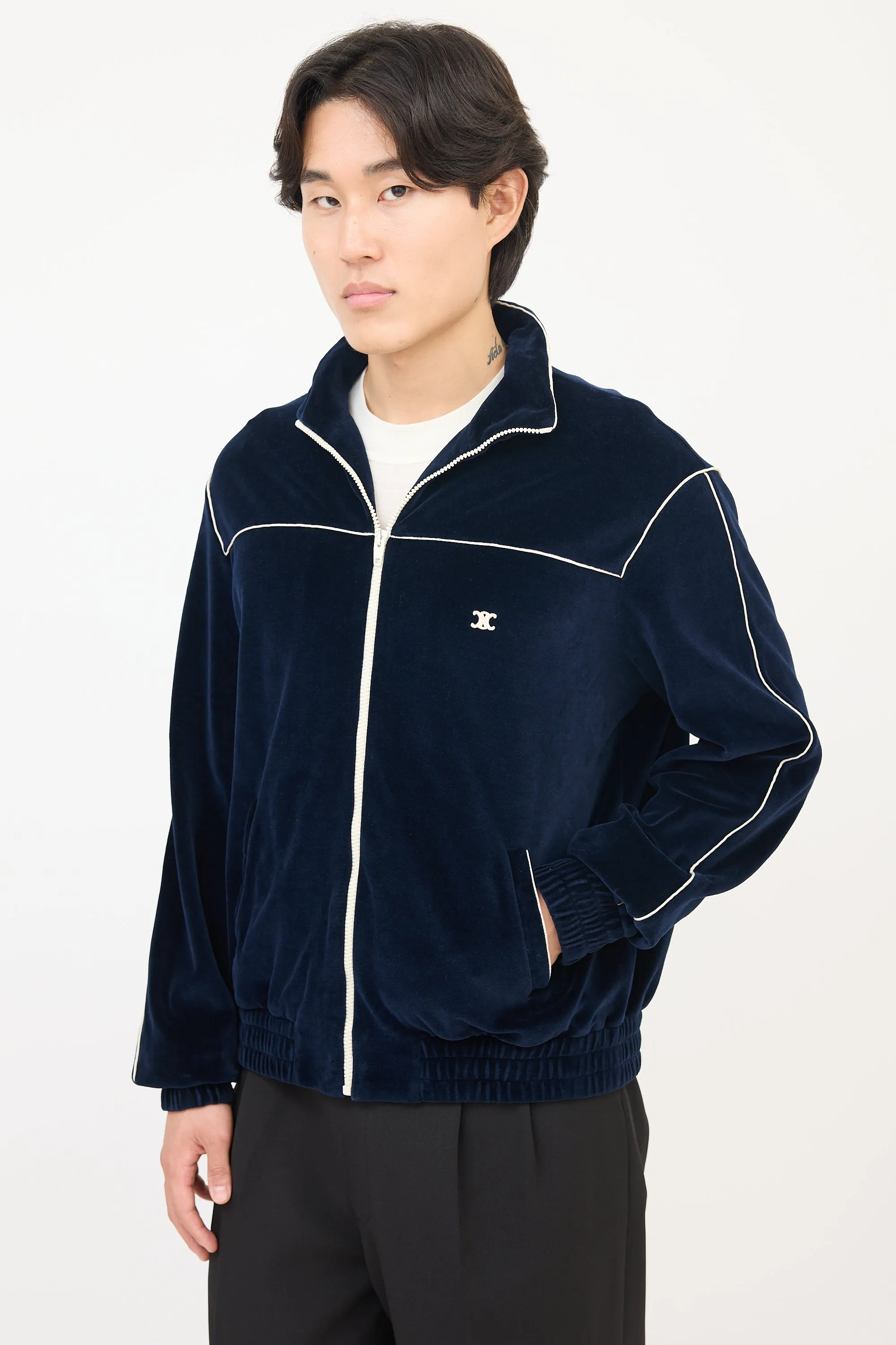 Navy Velvet Triomphe Track Jacket