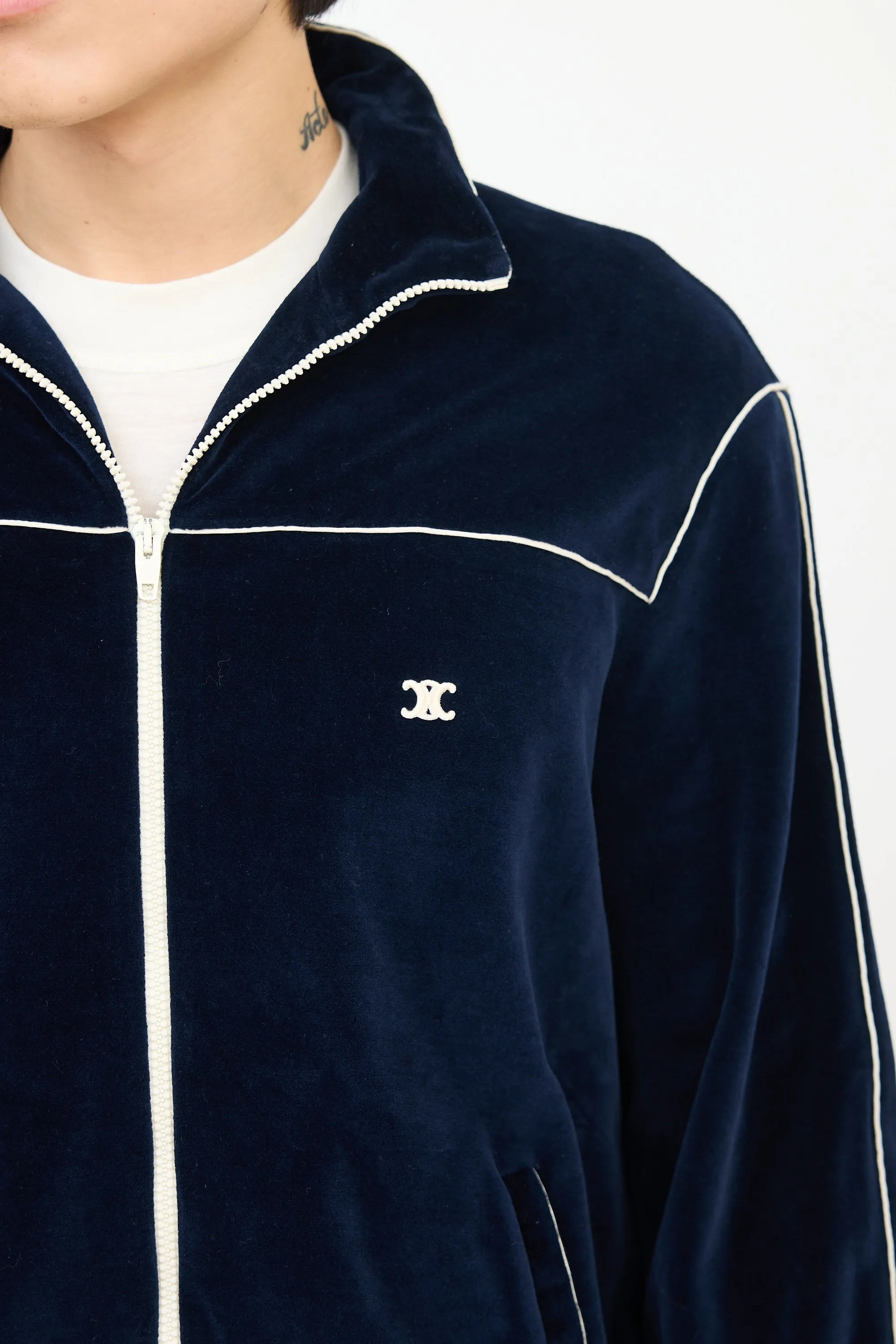 Navy Velvet Triomphe Track Jacket