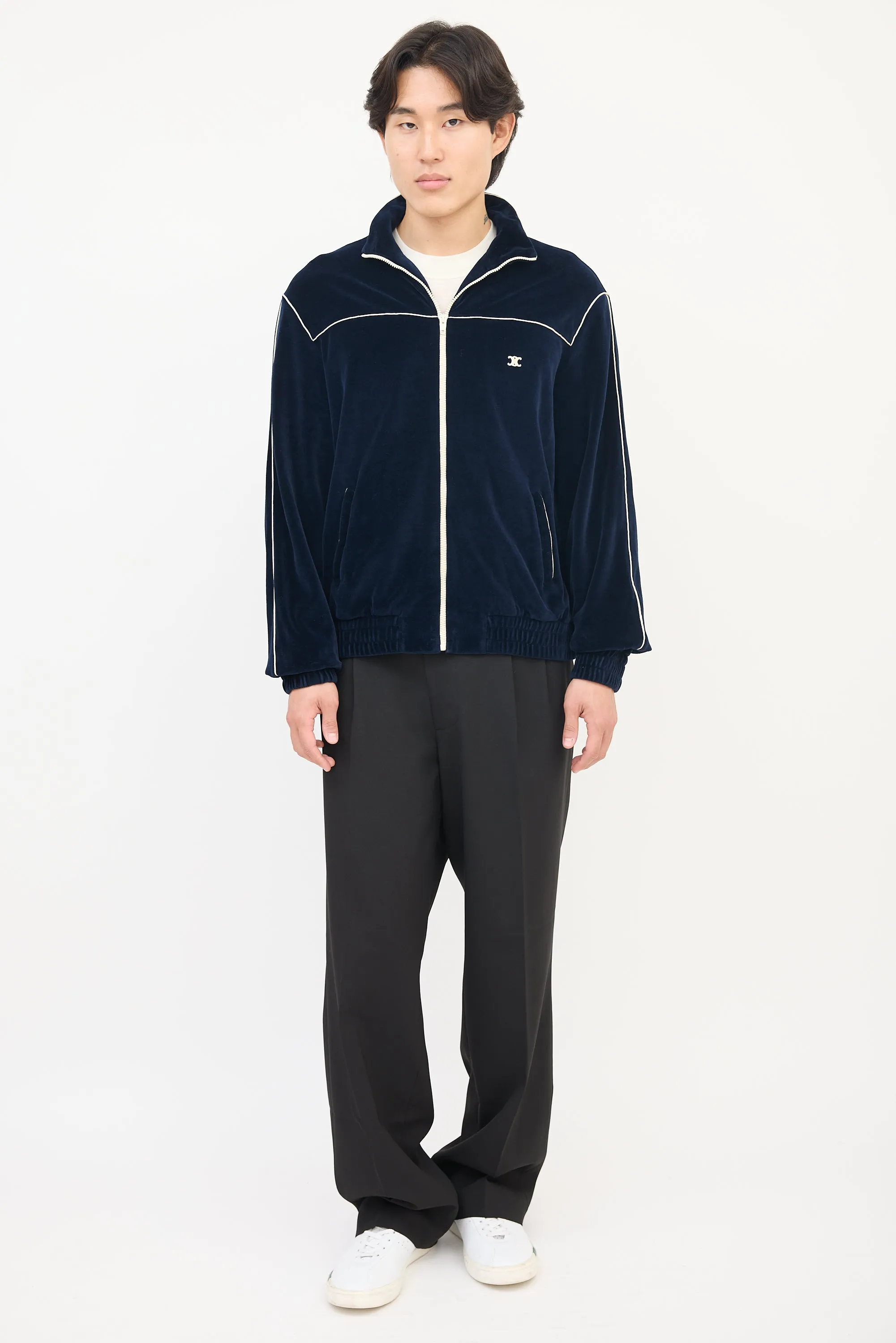 Navy Velvet Triomphe Track Jacket