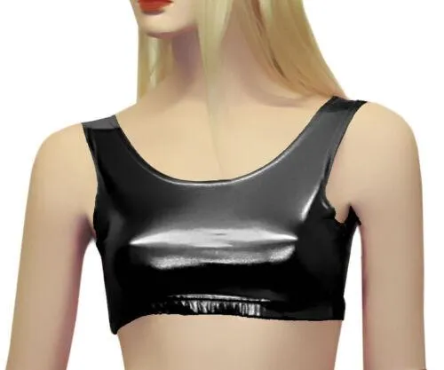 New Girls Shiny Metallic Dance Crop Top Vest Top 5 Colours