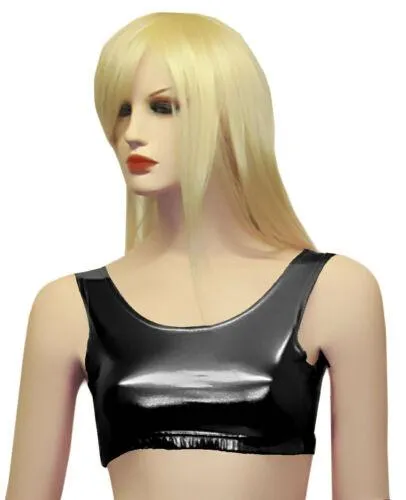 New Ladies Women Shiny Metallic Dance Crop Top Vest Top 5 Colours