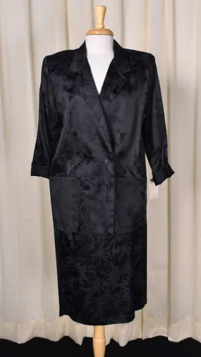 NWT 1990s Black on Black Floral Skirt Suit