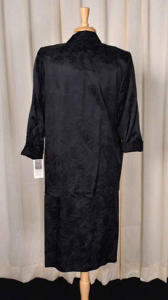 NWT 1990s Black on Black Floral Skirt Suit