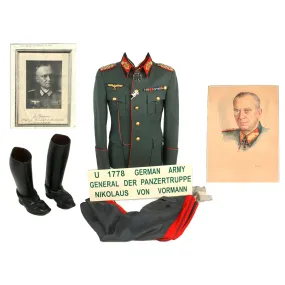 Original German WWII 23rd Panzer Div. & XLVII Panzerkorps Commander General der Panzertruppen Nikolaus von Vormann Uniform Set - Formerly Part of the A.A.F. Tank Museum