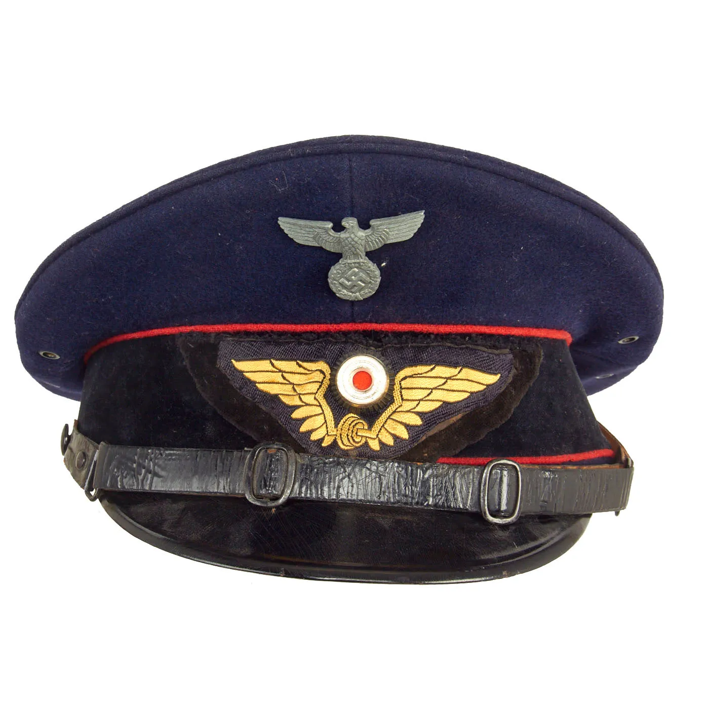 Original WWII German Deutsche Reichsbahn Railway Official’s Schirmmütze Visor Cap with Winged Wheel Insignia