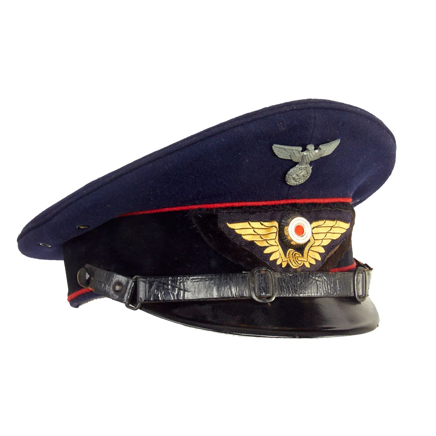 Original WWII German Deutsche Reichsbahn Railway Official’s Schirmmütze Visor Cap with Winged Wheel Insignia