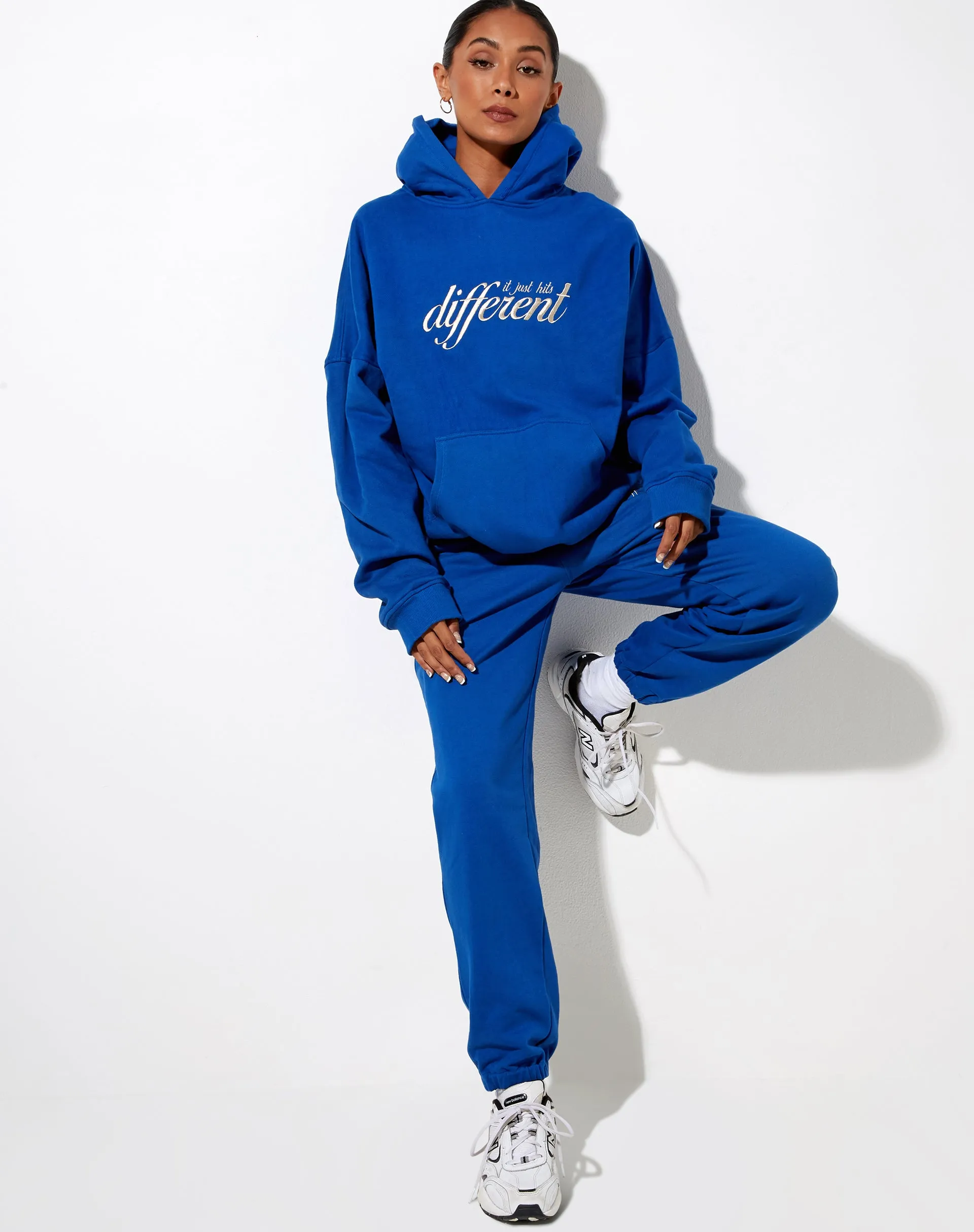 Oversize Hoodie in Cobalt It Just Hits Different Embro