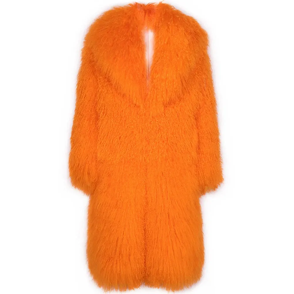 Oversized Mongolian Curly Lamb Fur Coat