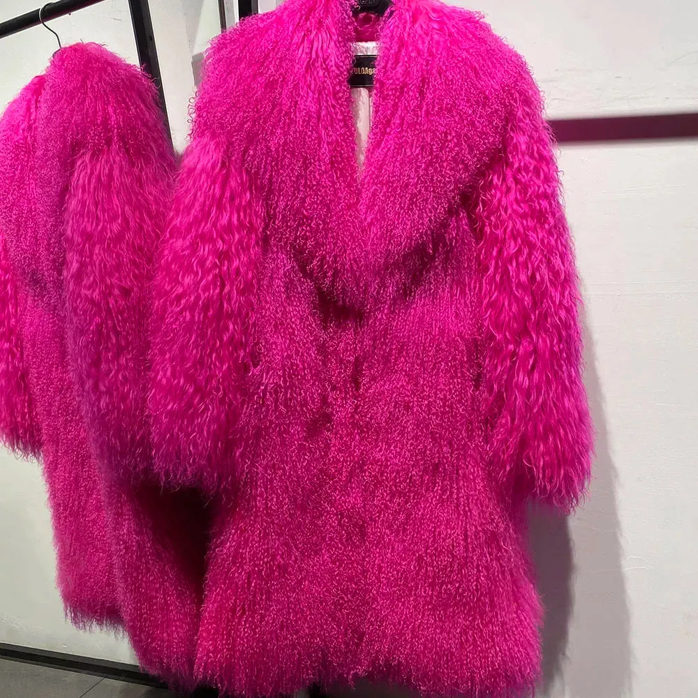 Oversized Mongolian Curly Lamb Fur Coat