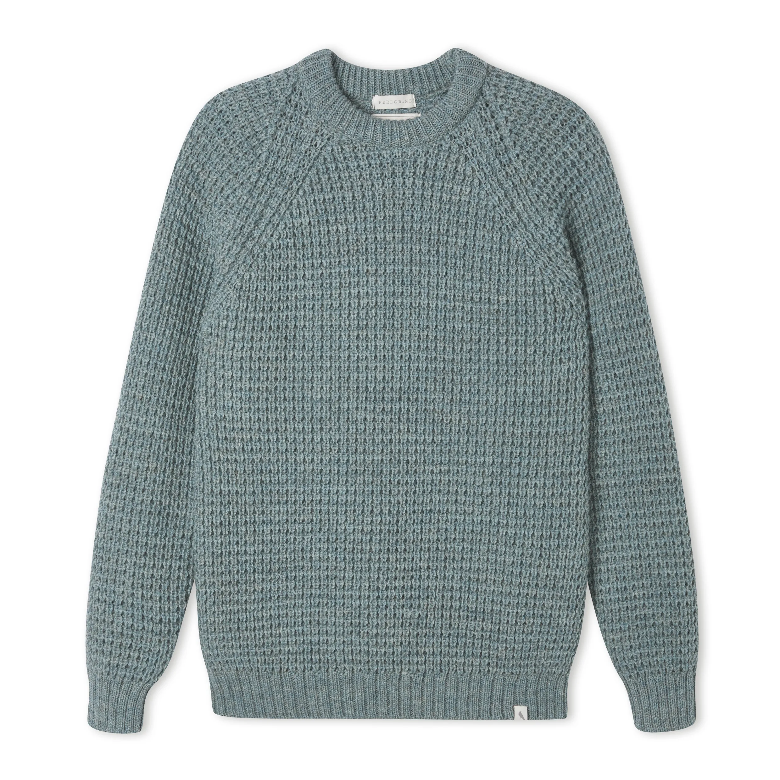 Peregrine Chunky Merino Wool Crew Neck Jumper Seafoam Made in England WJ5683