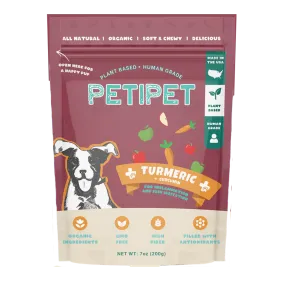 Petipet Turmeric Bites   Curcumin Apple & Carrot Flavored Soft Chew Anti-Inflammatory Supplement for Dogs, 7-oz bag