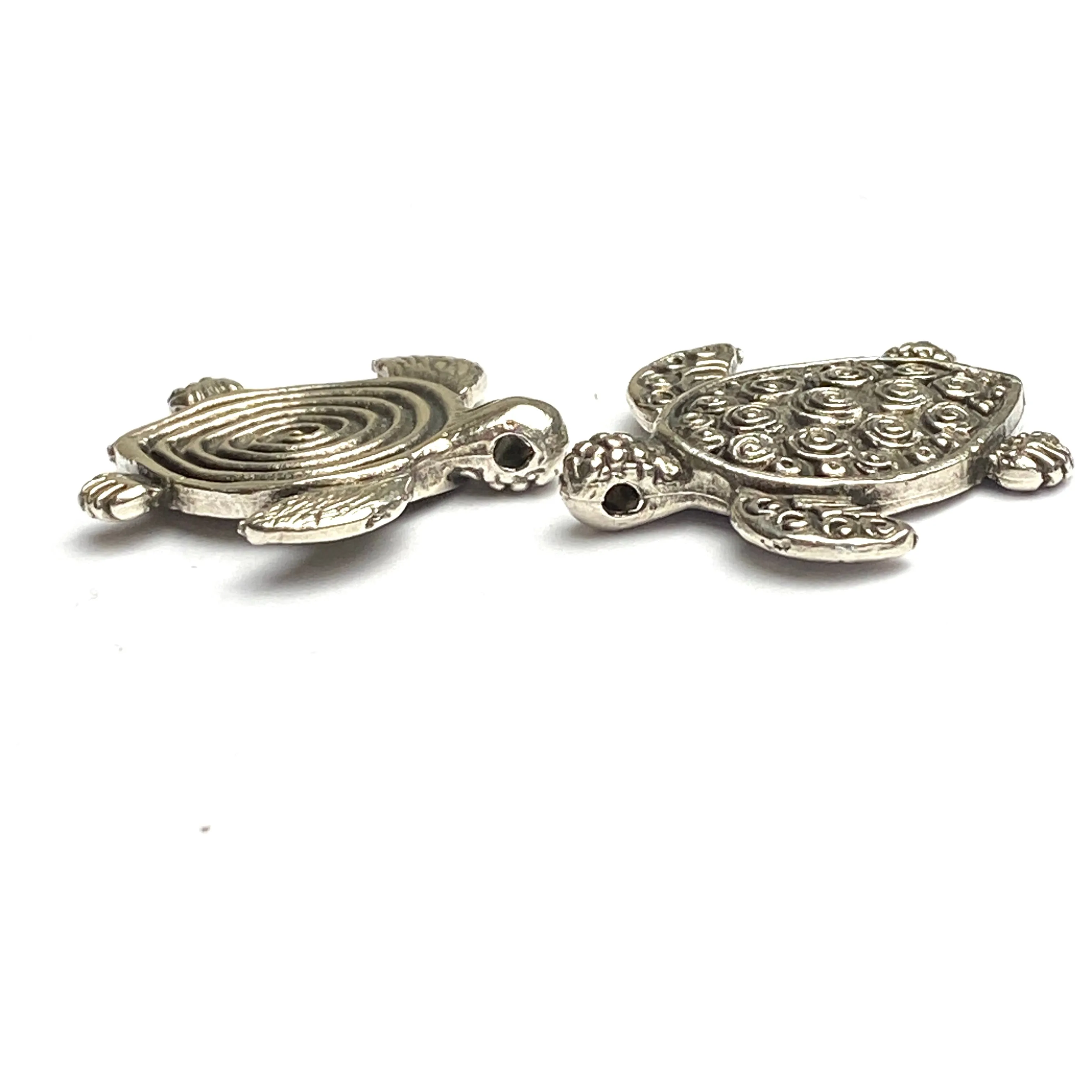 Pewter Turtle Pendant/Charm, Double-Sided, from Greece, 1-1/4" / 30mm   #L230