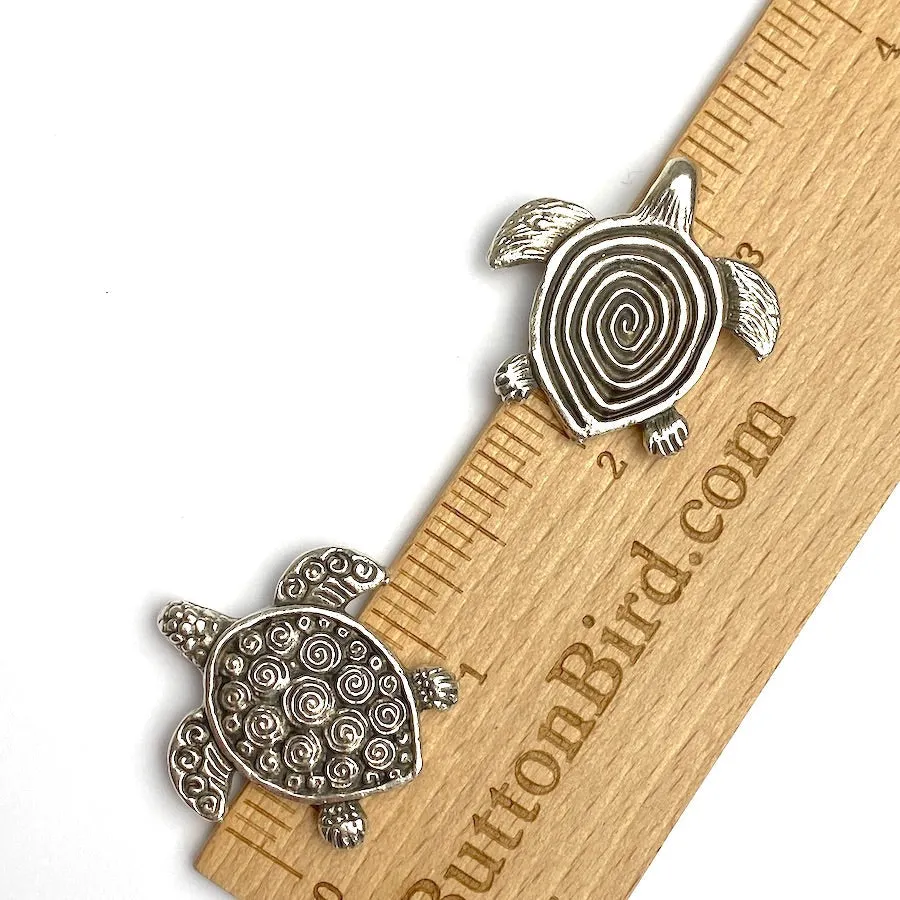 Pewter Turtle Pendant/Charm, Double-Sided, from Greece, 1-1/4" / 30mm   #L230