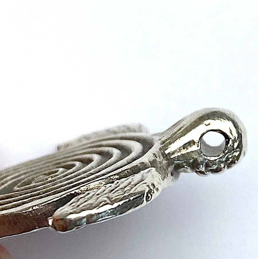 Pewter Turtle Pendant/Charm, Double-Sided, from Greece, 1-1/4" / 30mm   #L230