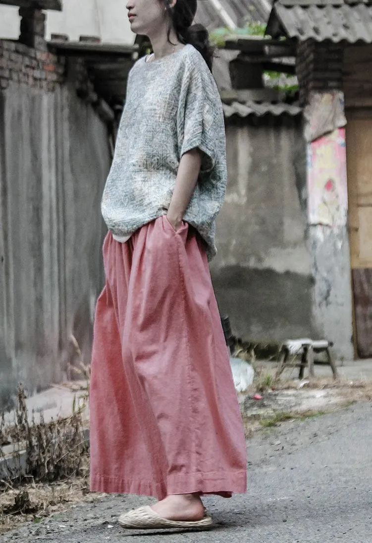 Pink Cotton Linen Palazzo Pants | Lotus