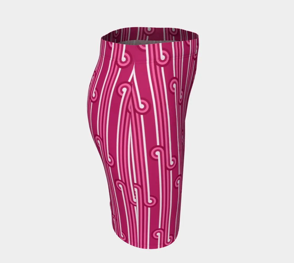 Pink Rolling Wave Fitted Skirt