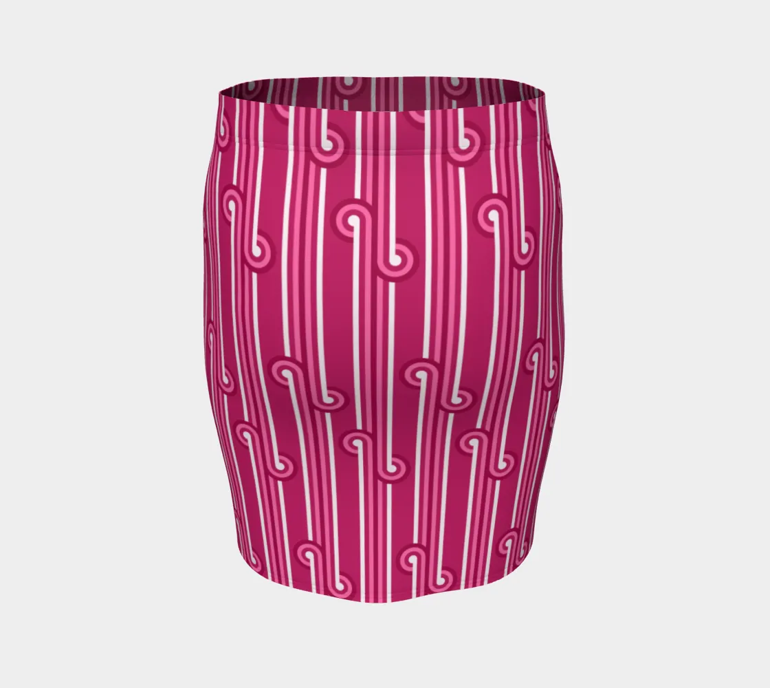 Pink Rolling Wave Fitted Skirt