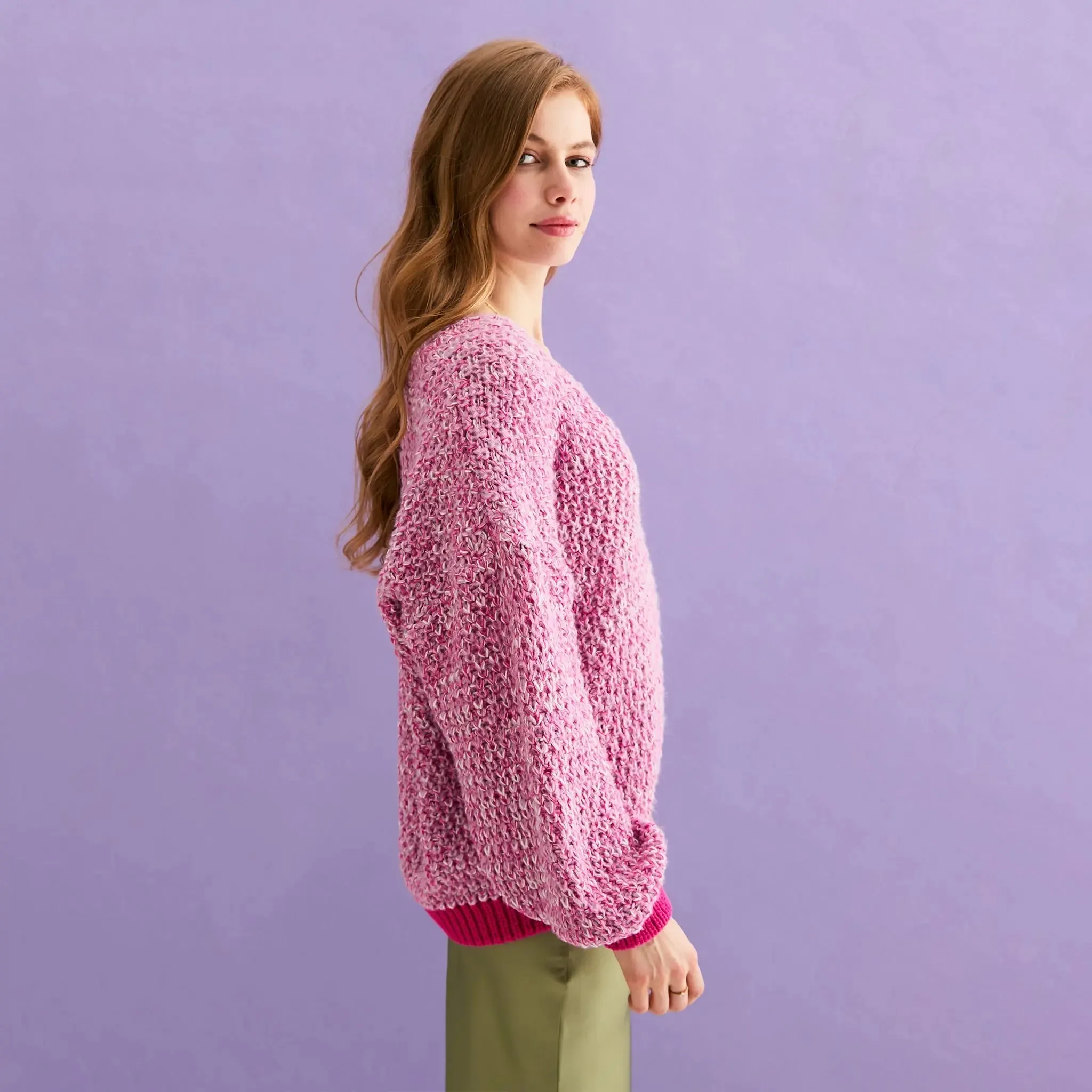 Pink Zohar Twist Oversized v Neck Jumper