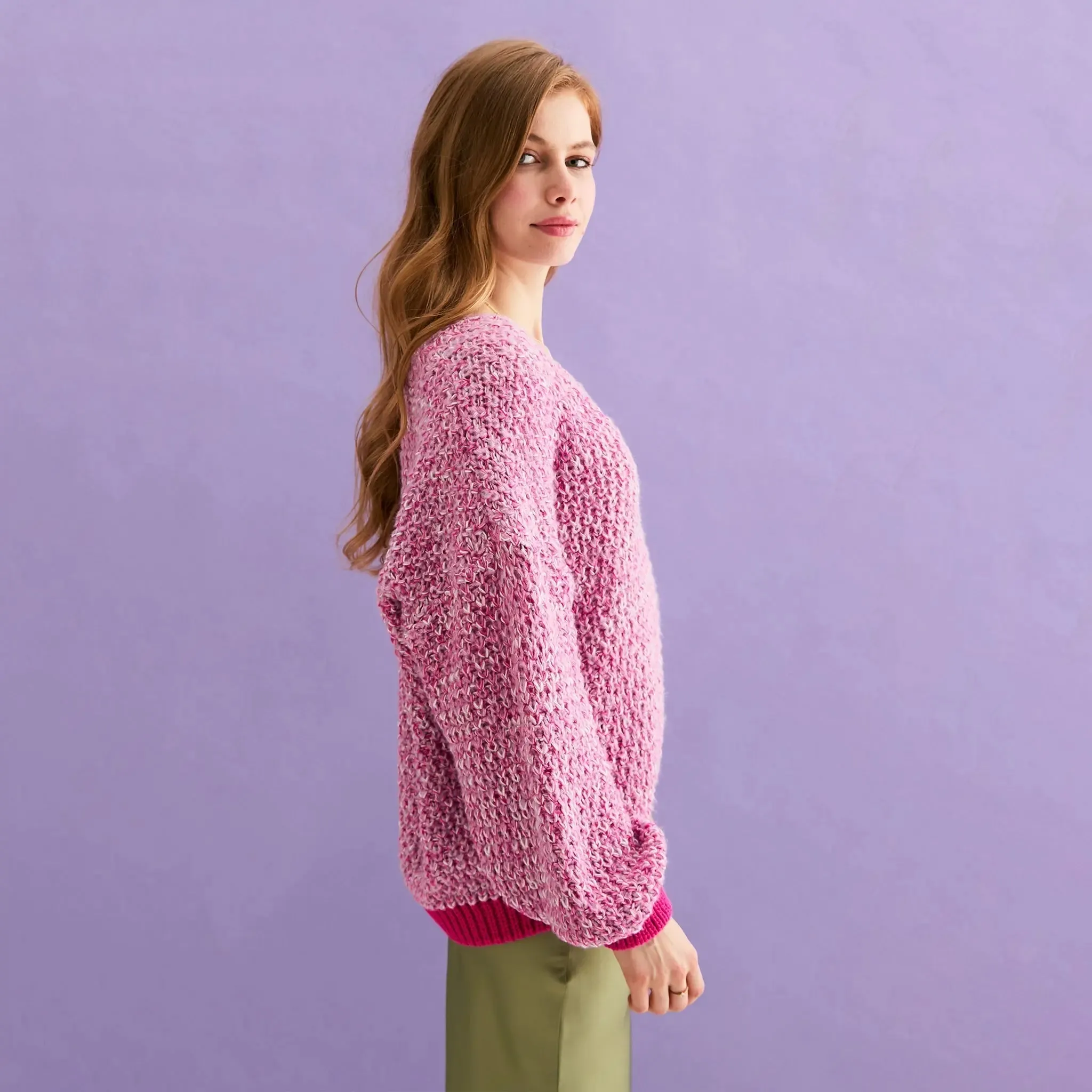 Pink Zohar Twist Oversized v Neck Jumper