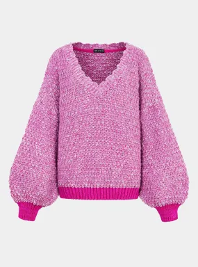 Pink Zohar Twist Oversized v Neck Jumper