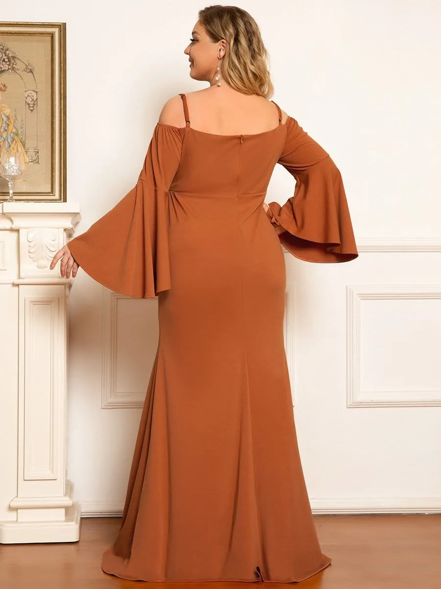 Plus Size Long Sleeve Cold Shoulder Fishtail Maternity Dress