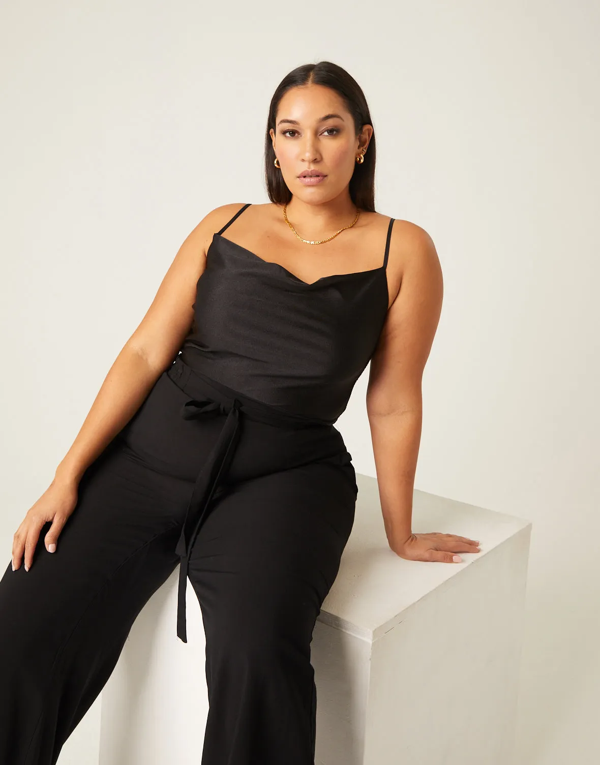 Plus Size Shiny Side Ruched Tank