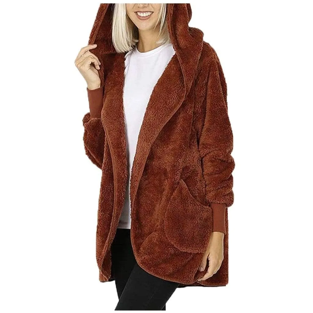 Plush Hooded Winter Jacket for Women