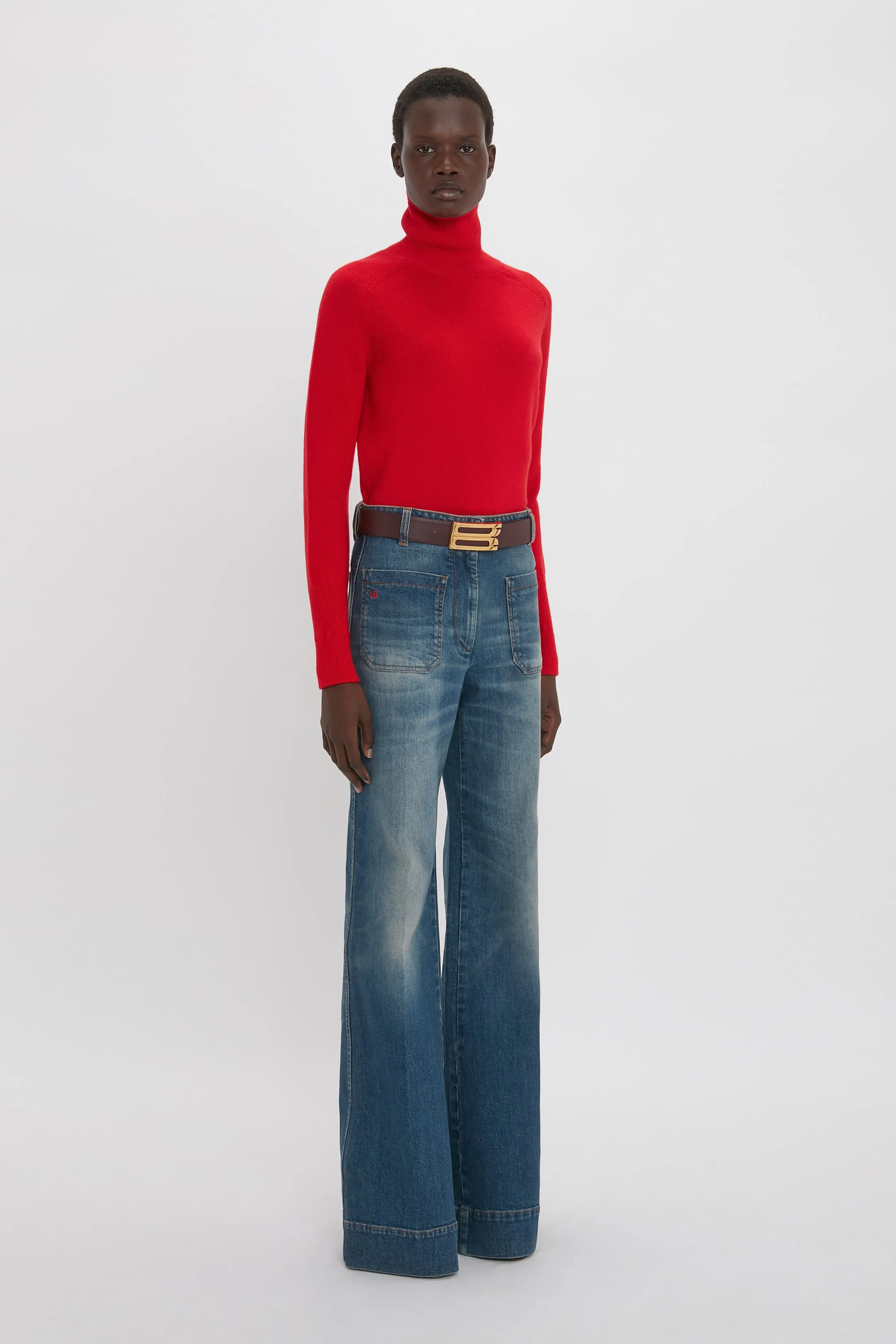 Polo Neck Jumper In Red