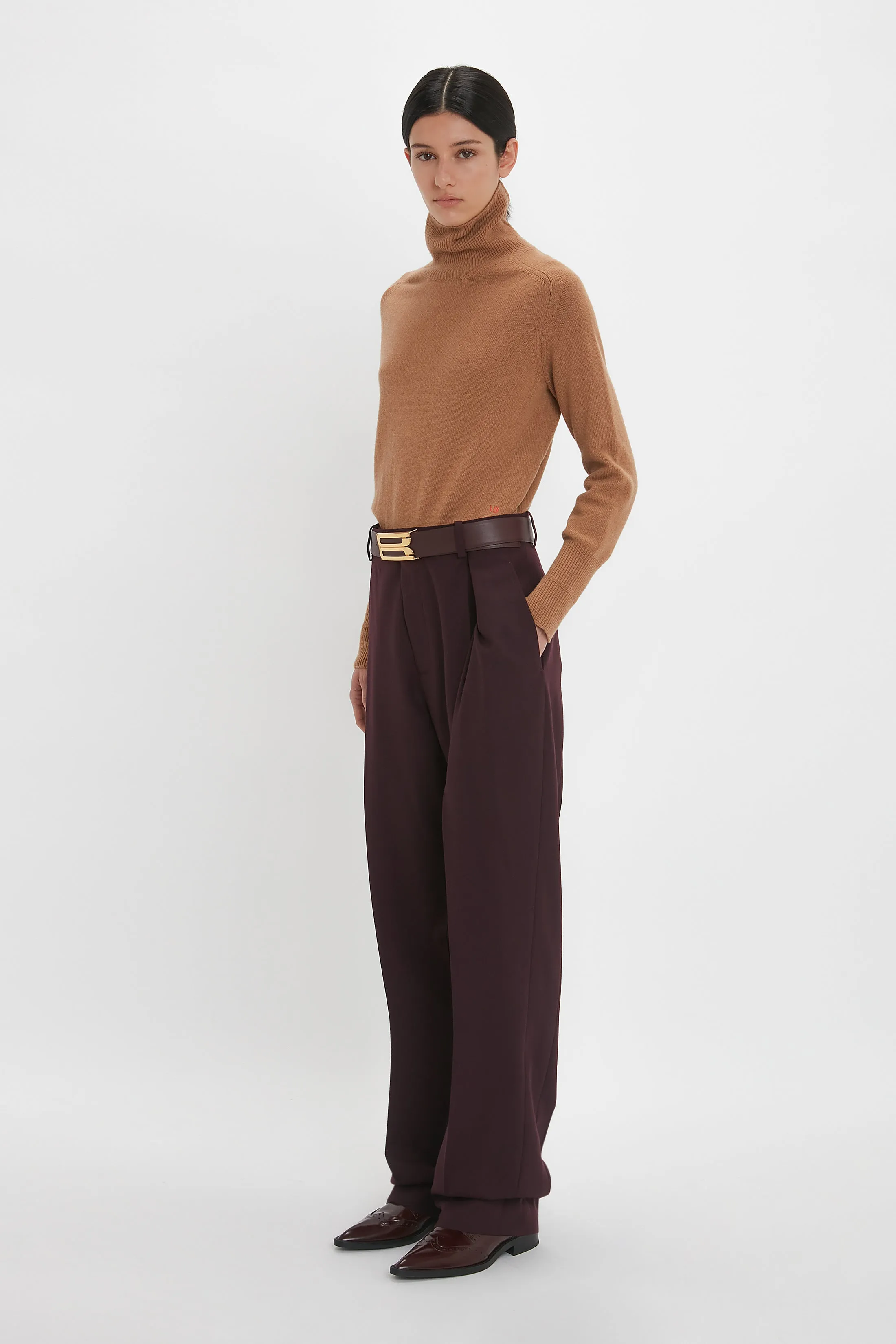 Polo Neck Jumper In Tobacco